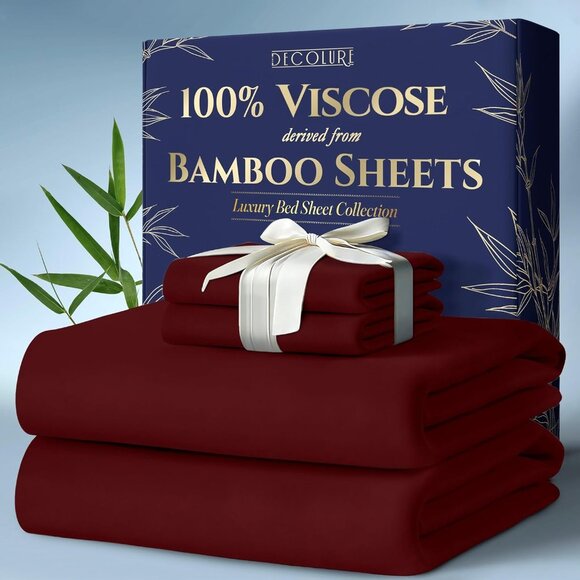 Other - 8- 100% Viscose Derived from Bamboo Sheets Queen Size 4pcs - Cooling 17" Deep